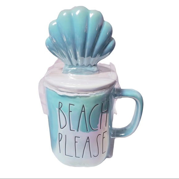 🆕Rae Dunn | ‘BEACH PLEASE’ Mug with Seashell Topper - Picture 6 of 16